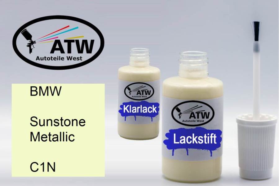 BMW, Sunstone Metallic, C1N: 20ml Lackstift + 20ml Klarlack - Set, von ATW Autoteile West.